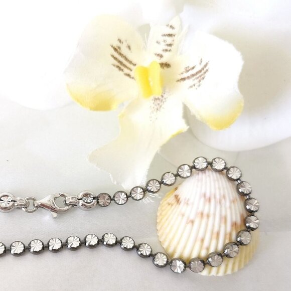 Sterling Silver Diamond Cut Tennis Bracelet - Picture 2 of 4